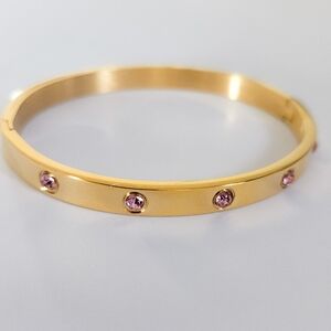 Gold plated stainless steel pink bracelet